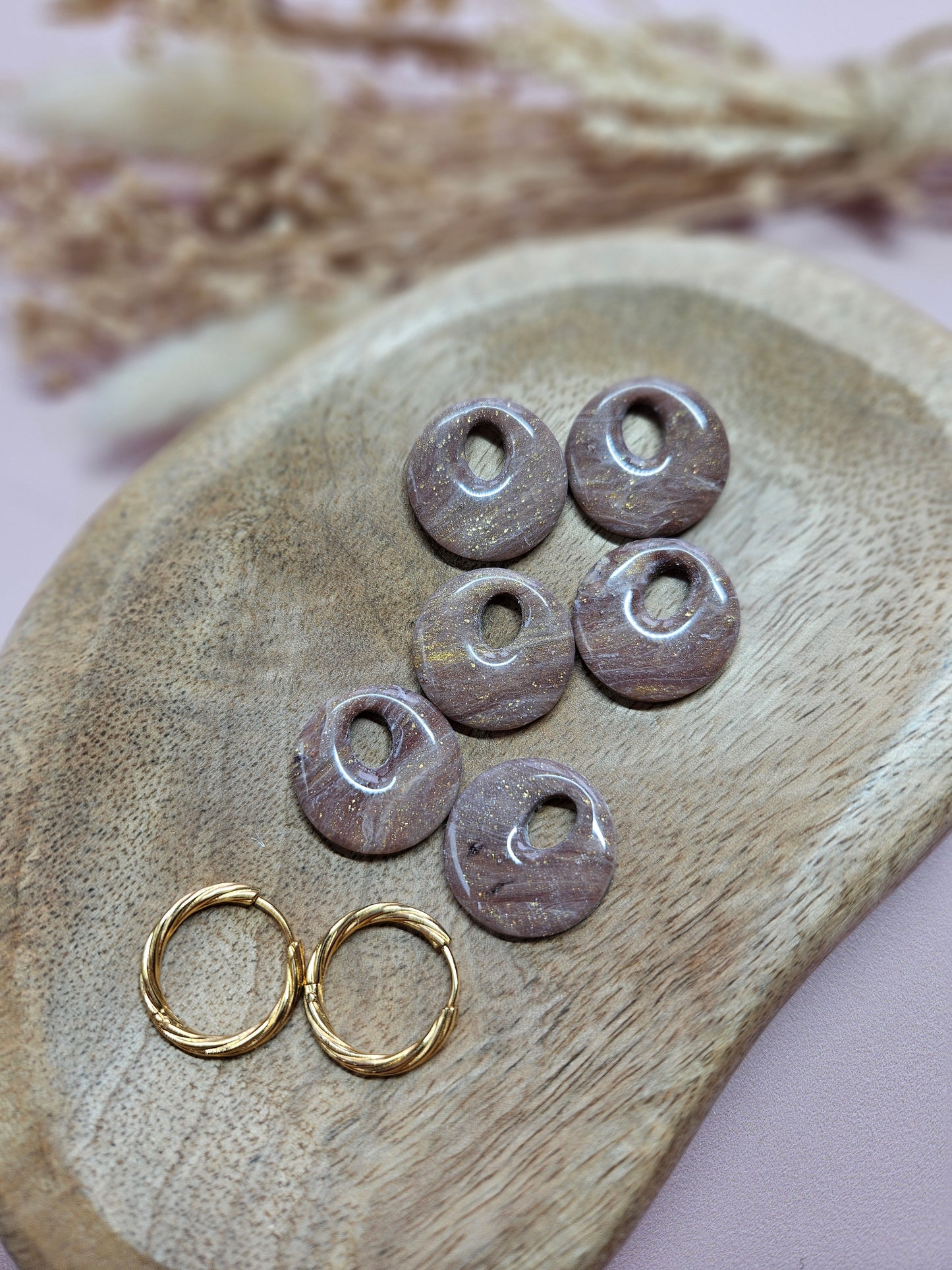 Boucles oreilles interchangeables - DROP OCTOBRE - AURORE NACRÉ CHOCO