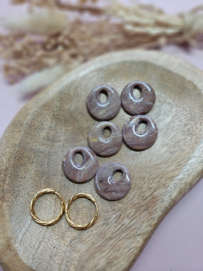 Boucles oreilles interchangeables - DROP OCTOBRE - AURORE NACRÉ CHOCO