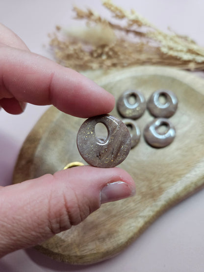 Boucles oreilles interchangeables - DROP OCTOBRE - AURORE NACRÉ CHOCO