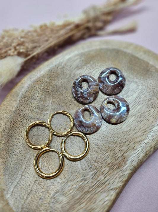 Boucles oreilles interchangeables - DROP OCTOBRE - AURORE MARBRÉ CHOCO