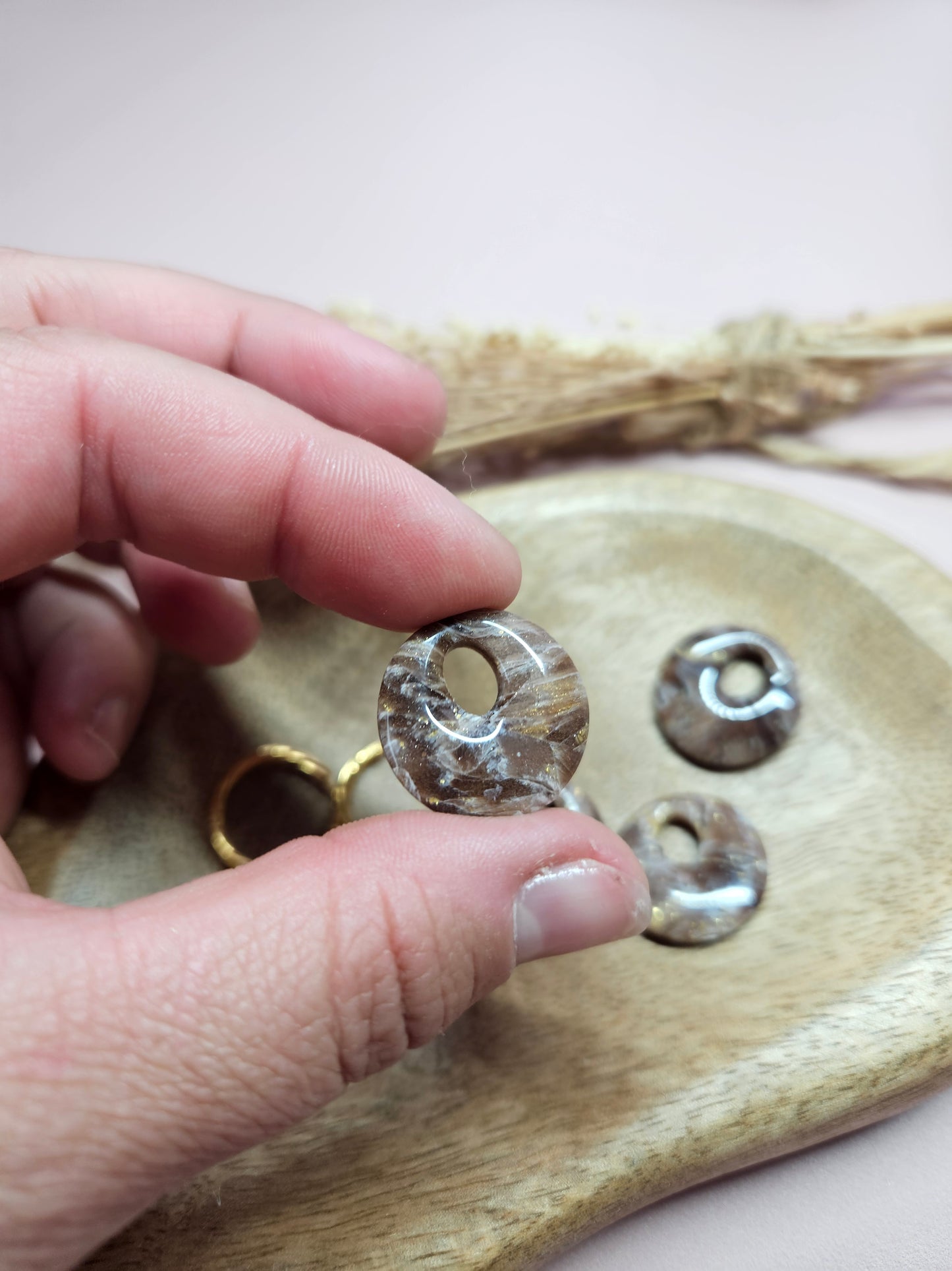 Boucles oreilles interchangeables - DROP OCTOBRE - AURORE MARBRÉ CHOCO