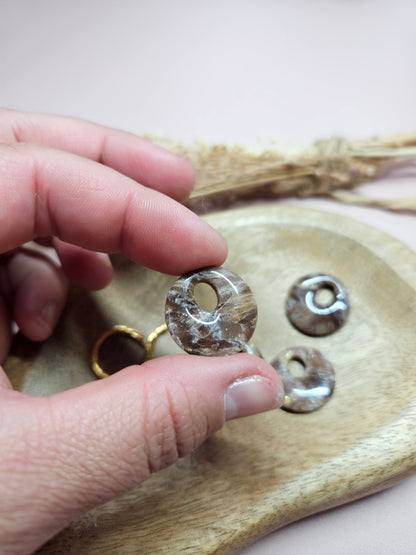 Boucles oreilles interchangeables - DROP OCTOBRE - AURORE MARBRÉ CHOCO