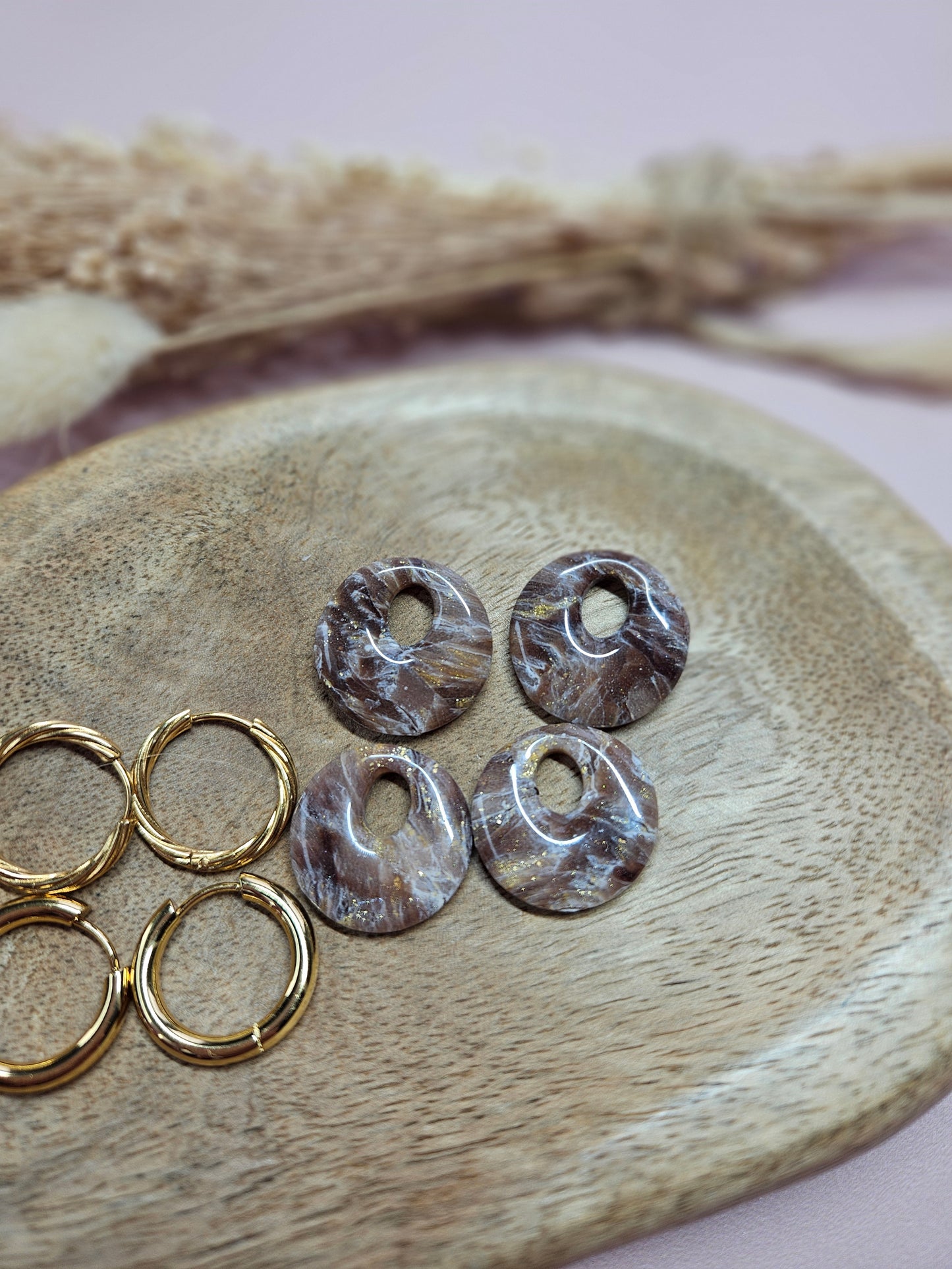 Boucles oreilles interchangeables - DROP OCTOBRE - AURORE MARBRÉ CHOCO