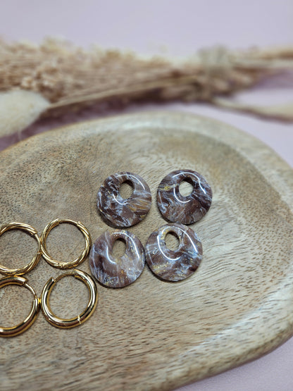 Boucles oreilles interchangeables - DROP OCTOBRE - AURORE MARBRÉ CHOCO