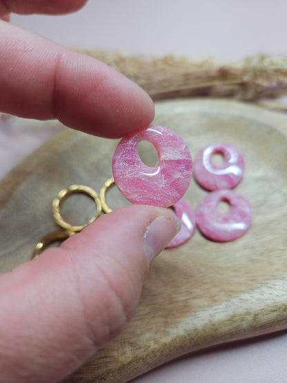 Boucles oreilles interchangeables - DROP OCTOBRE - AURORE MARBRÉ ROSE