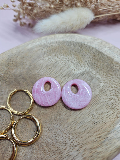 Boucles oreilles interchangeables - DROP OCTOBRE - AURORE NACRE ROSE