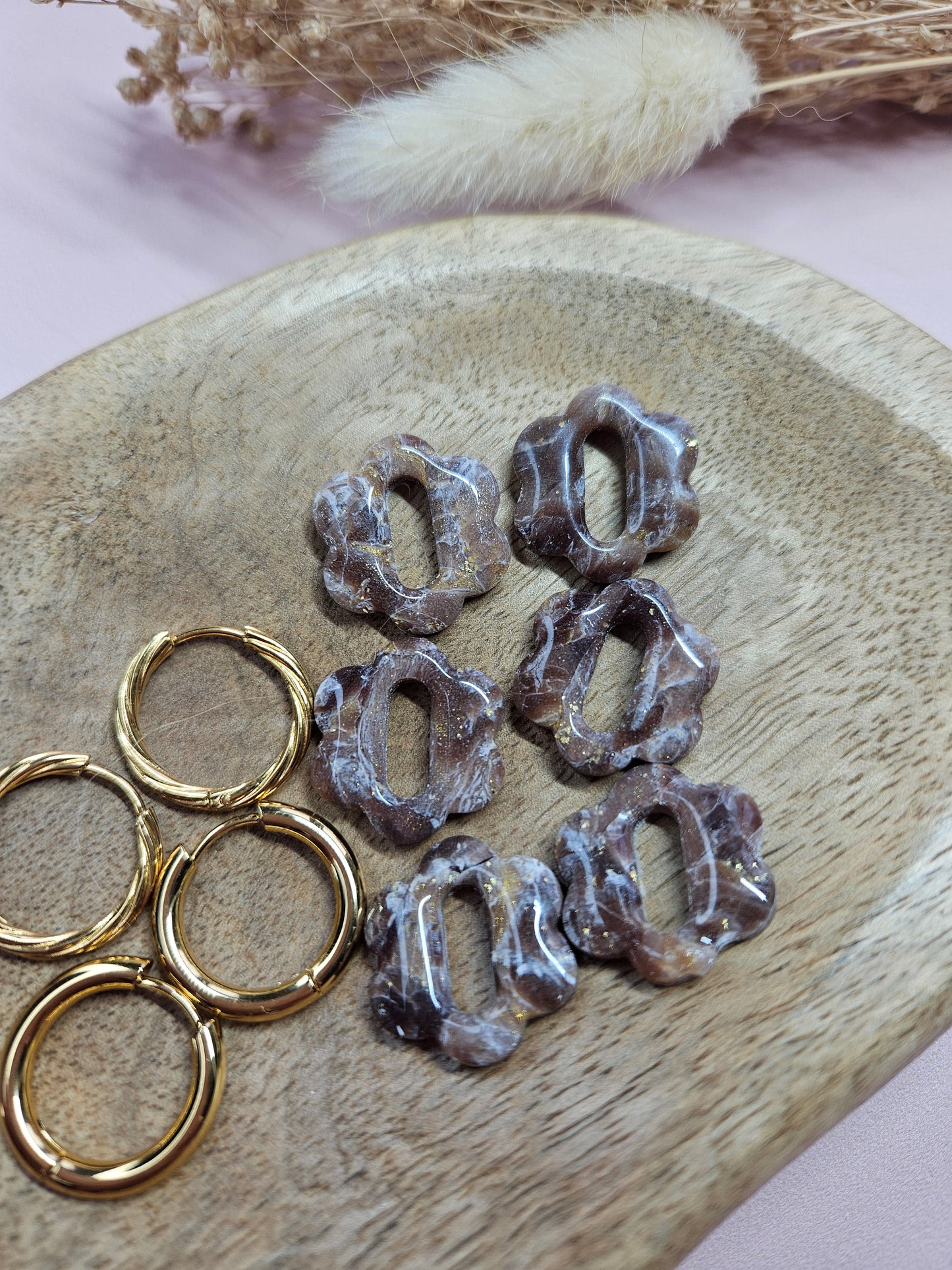 Boucles oreilles interchangeables - DROP OCTOBRE - ELISE MARBRÉ CHOCO