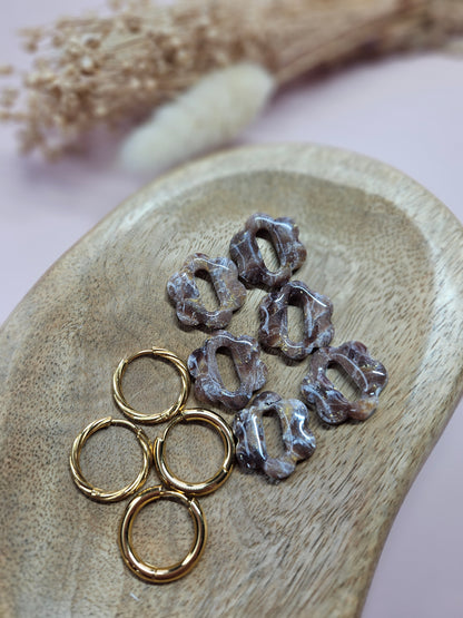 Boucles oreilles interchangeables - DROP OCTOBRE - ELISE MARBRÉ CHOCO