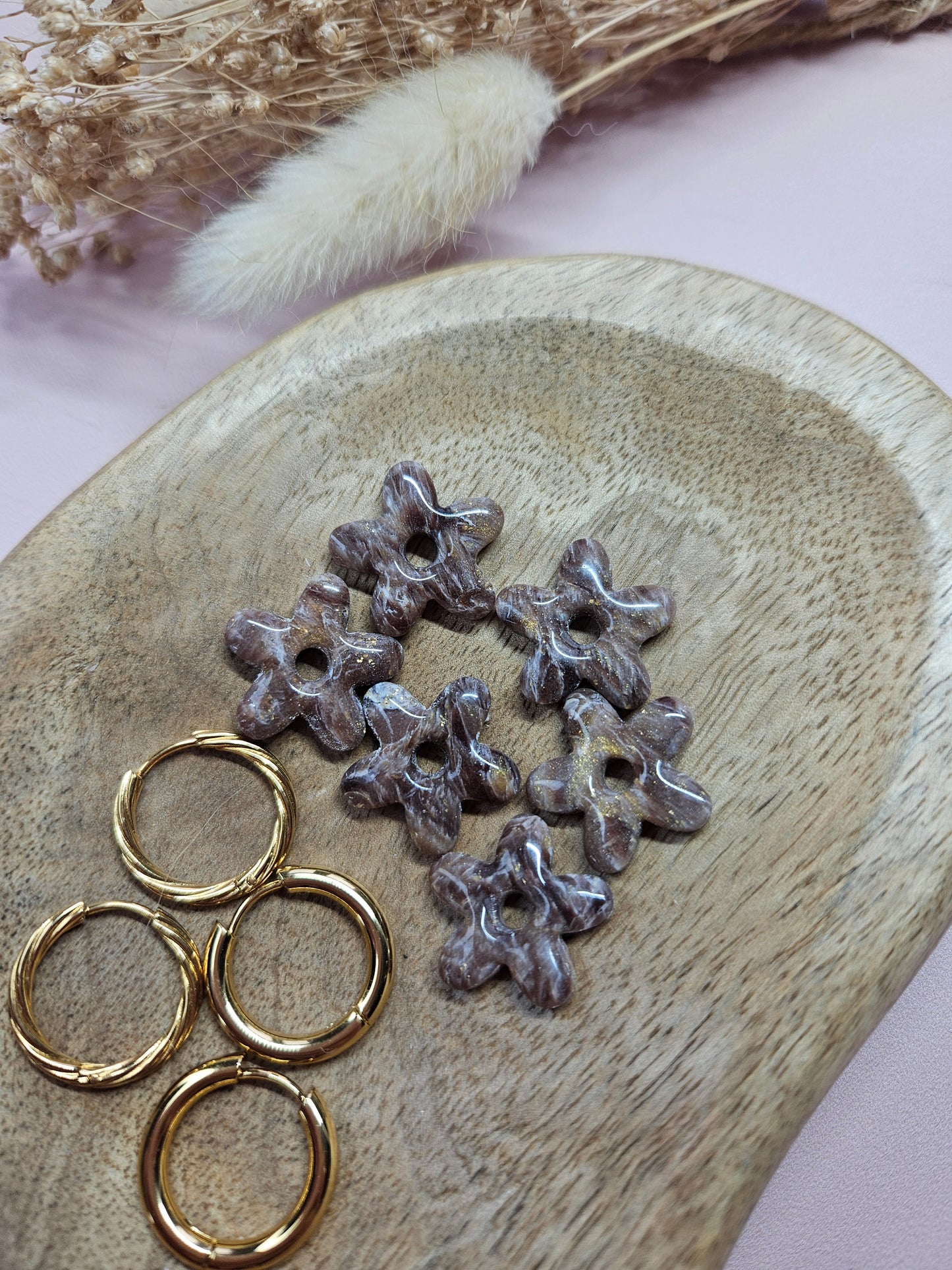 Boucles oreilles interchangeables - DROP OCTOBRE - ALBA MARBRE CHOCO