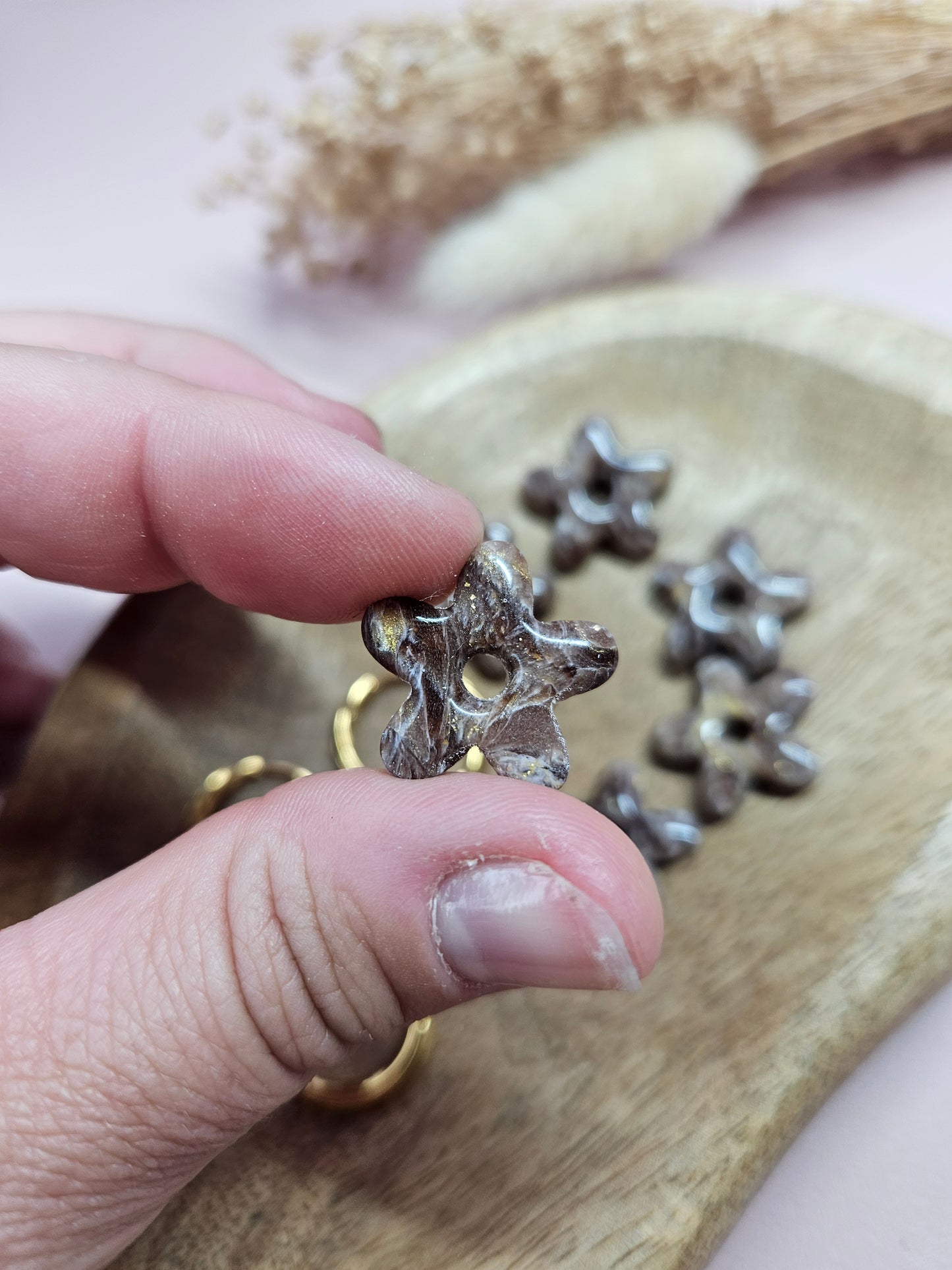 Boucles oreilles interchangeables - DROP OCTOBRE - ALBA MARBRE CHOCO