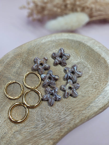 Boucles oreilles interchangeables - DROP OCTOBRE - ALBA MARBRE CHOCO