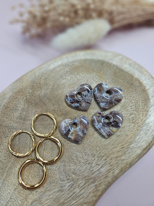Boucles oreilles interchangeables - DROP OCTOBRE - MARGOT MARBRE CHOCO