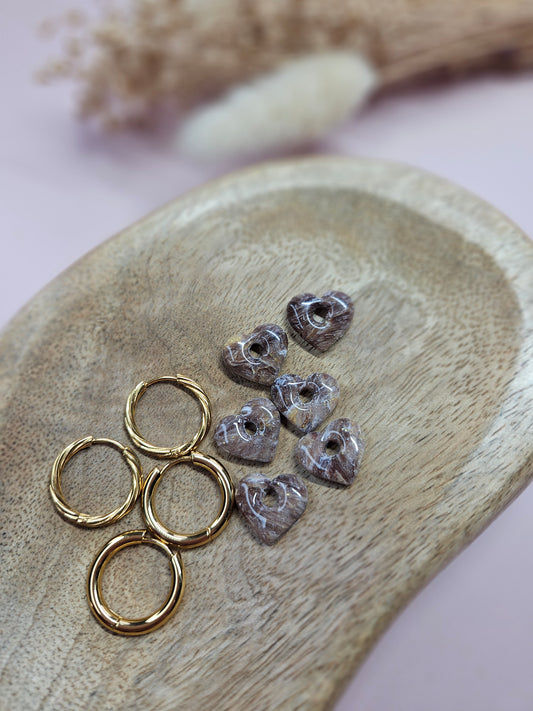 Boucles oreilles interchangeables - DROP OCTOBRE - MINI MARGOT MARBRE CHOCO