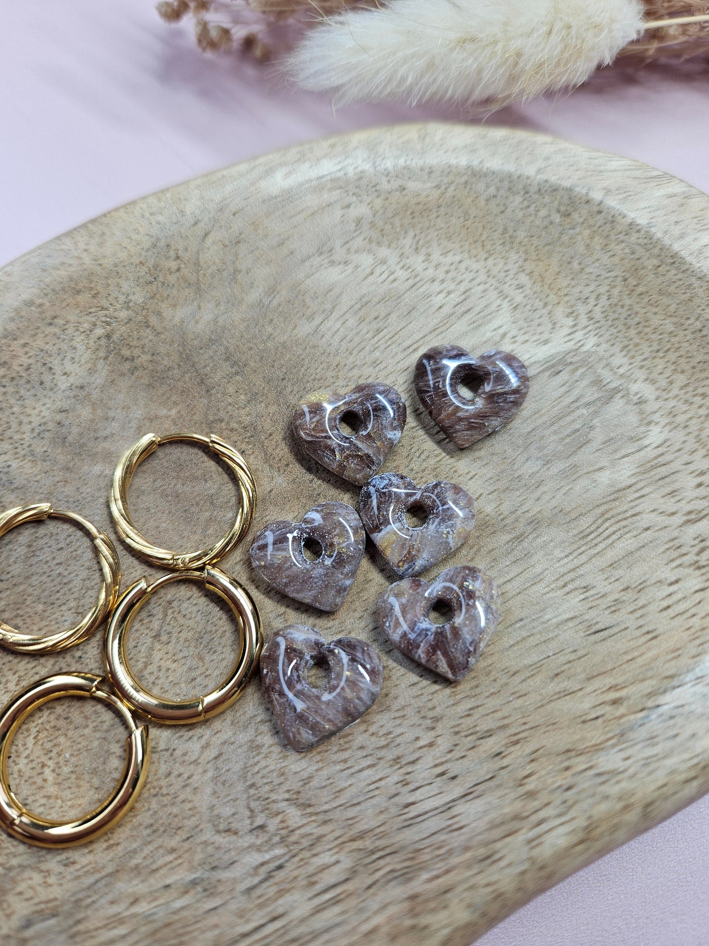 Boucles oreilles interchangeables - DROP OCTOBRE - MINI MARGOT MARBRE CHOCO