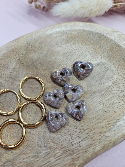 Boucles oreilles interchangeables - DROP OCTOBRE - MINI MARGOT MARBRE CHOCO