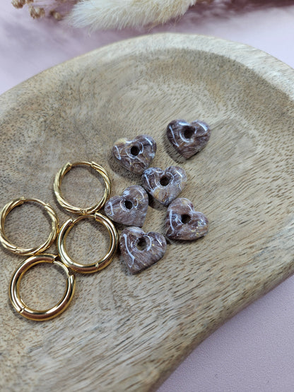 Boucles oreilles interchangeables - DROP OCTOBRE - MINI MARGOT MARBRE CHOCO