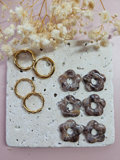 Boucles oreilles interchangeables - DROP OCTOBRE - ZELIE MARBRE CHOCO