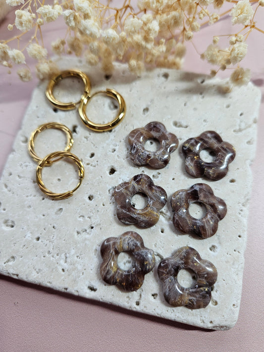 Boucles oreilles interchangeables - DROP OCTOBRE - ZELIE MARBRE CHOCO