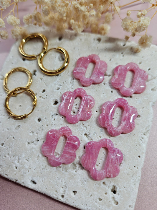 Boucles oreilles interchangeables - DROP OCTOBRE - ELISE ROSE MARBRE