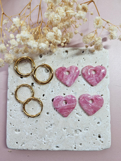 Boucles oreilles interchangeables - DROP OCTOBRE - MARGOT MARBRE ROSE