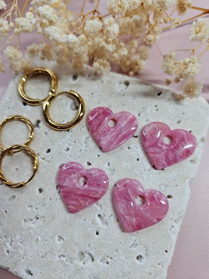 Boucles oreilles interchangeables - DROP OCTOBRE - MARGOT MARBRE ROSE