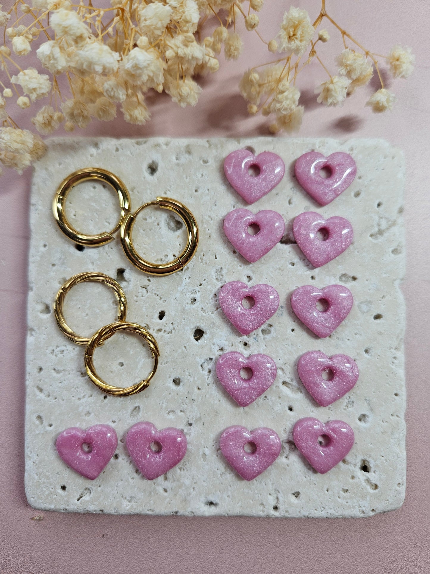 Boucles oreilles interchangeables - DROP OCTOBRE - MINI MARGOT NACRE ROSE