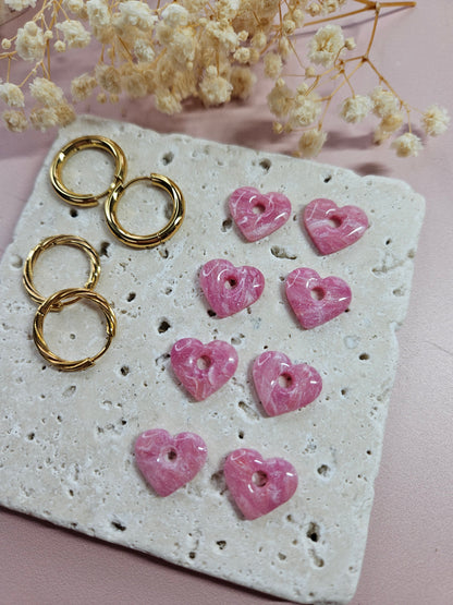 Boucles oreilles interchangeables - DROP OCTOBRE - MINI MARGOT MARBRE ROSE