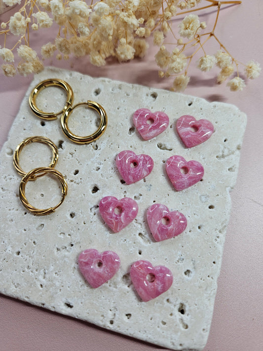 Boucles oreilles interchangeables - DROP OCTOBRE - MINI MARGOT MARBRE ROSE