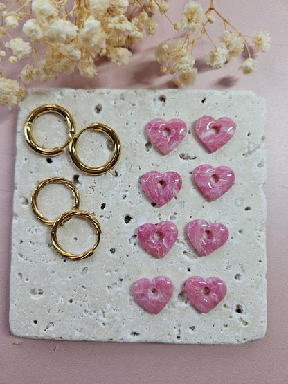 Boucles oreilles interchangeables - DROP OCTOBRE - MINI MARGOT MARBRE ROSE