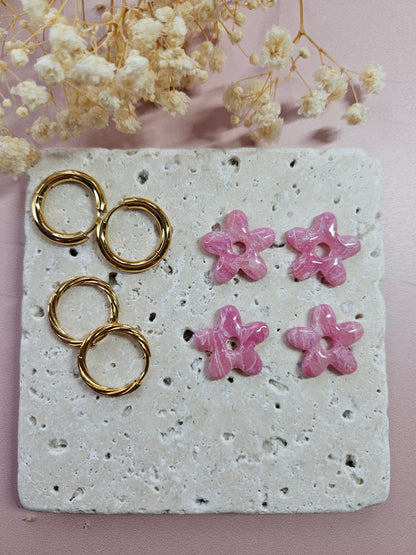 Boucles oreilles interchangeables - DROP OCTOBRE - ALBA MARBRE ROSE