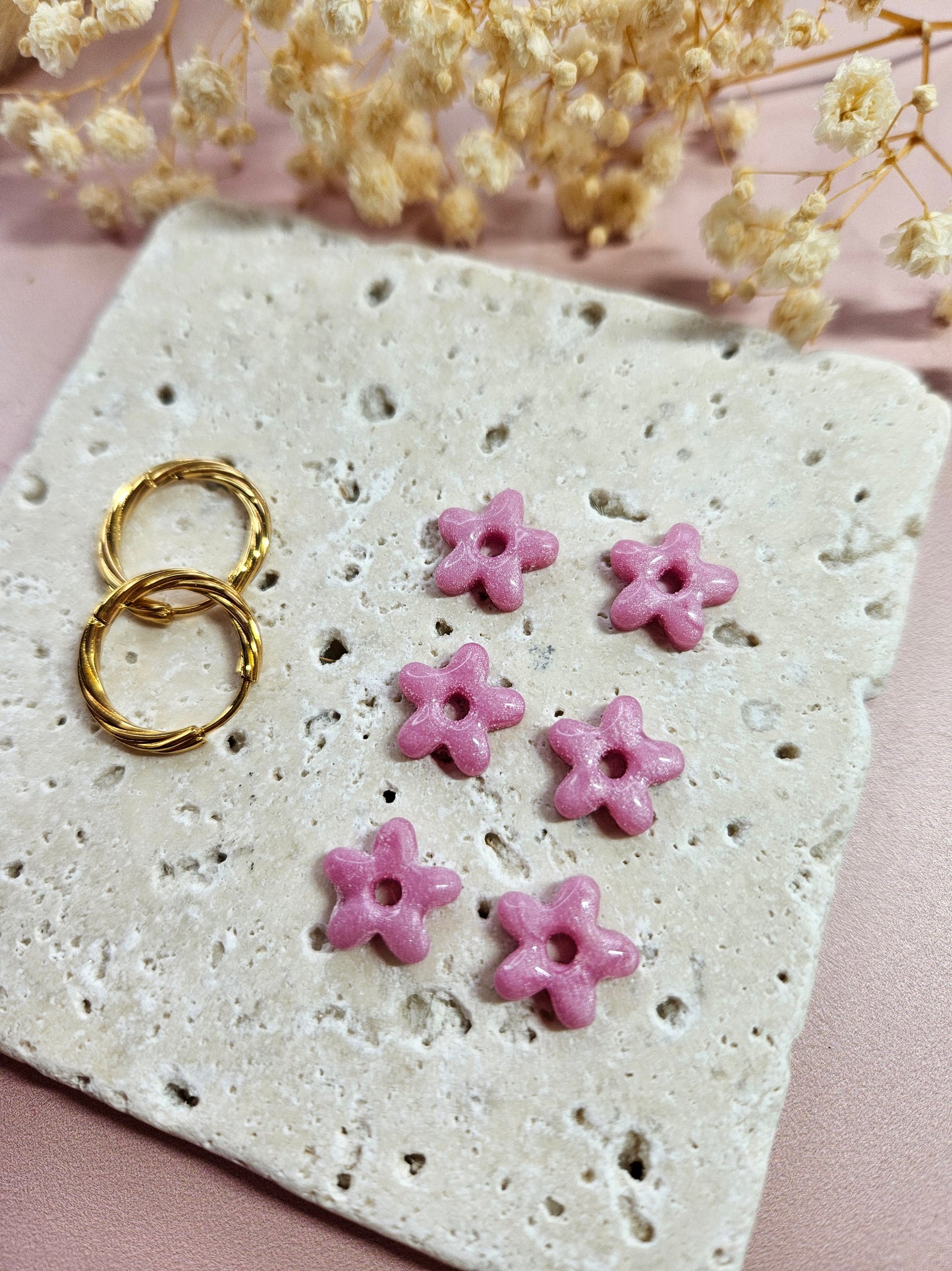 Boucles oreilles interchangeables - DROP OCTOBRE - MINI ALBA MARBRE ROSE