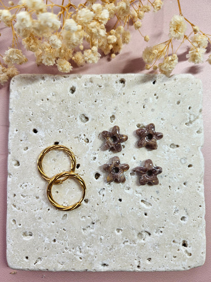 Boucles oreilles interchangeables - DROP OCTOBRE - MINI ALBA MARBRE CHOCO