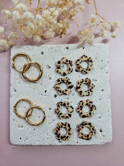 Boucles oreilles interchangeables - DROP OCTOBRE - ZELIE TACHE MARRON CREME