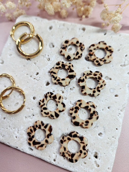 Boucles oreilles interchangeables - DROP OCTOBRE - ZELIE TACHE MARRON CREME