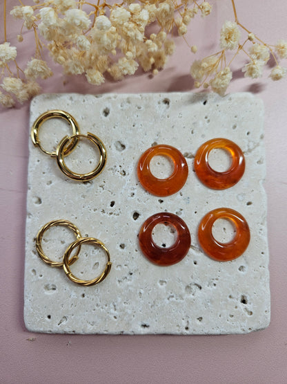 Boucles oreilles interchangeables - DROP OCTOBRE - AURORA ABRICOT MARBRE