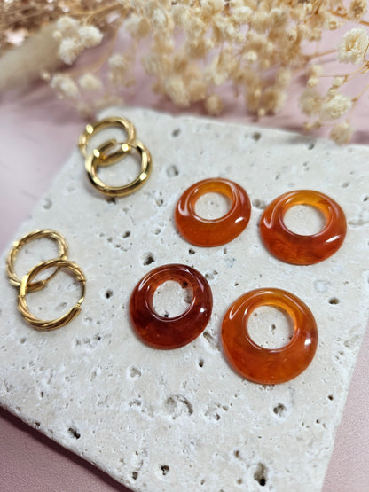 Boucles oreilles interchangeables - DROP OCTOBRE - AURORA ABRICOT MARBRE