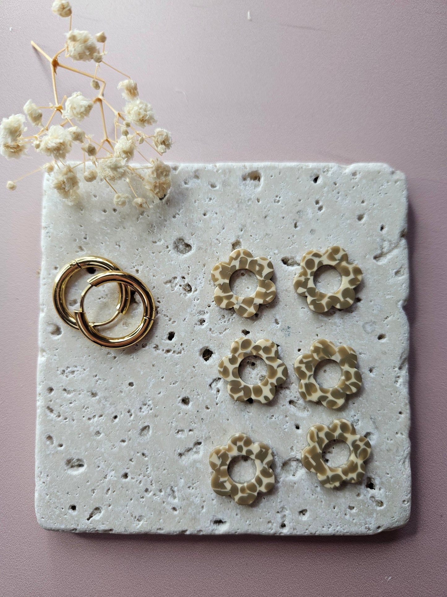 Boucles oreilles interchangeables - DROP OCTOBRE - ZELIE TACHE CARAMEL BEIGE