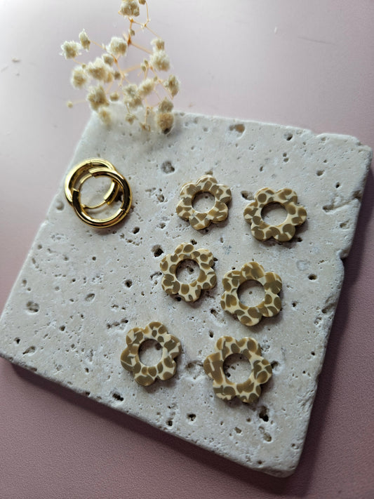 Boucles oreilles interchangeables - DROP OCTOBRE - ZELIE TACHE CARAMEL BEIGE