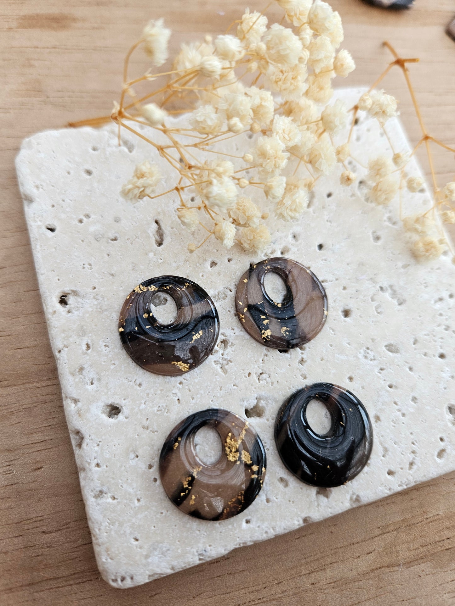 Boucles oreilles interchangeables - DROP OCTOBRE - AURORE  MARRON CHOCO