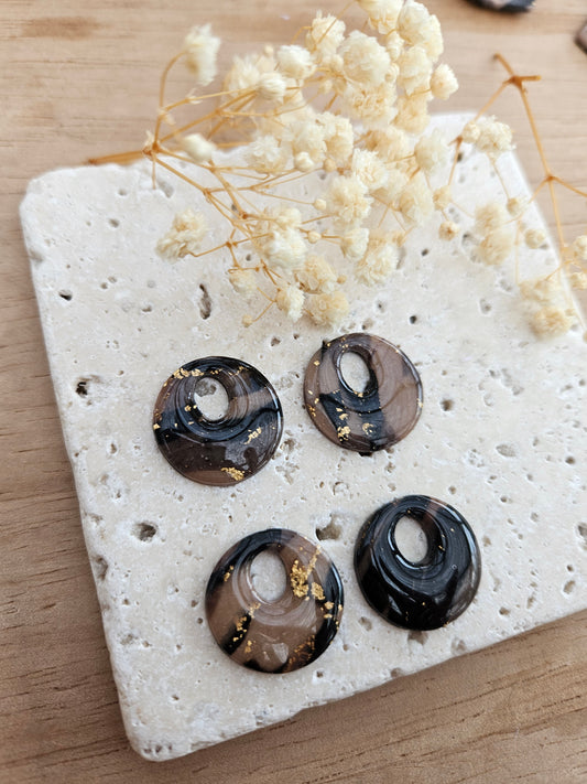 Boucles oreilles interchangeables - DROP OCTOBRE - AURORE  MARRON CHOCO