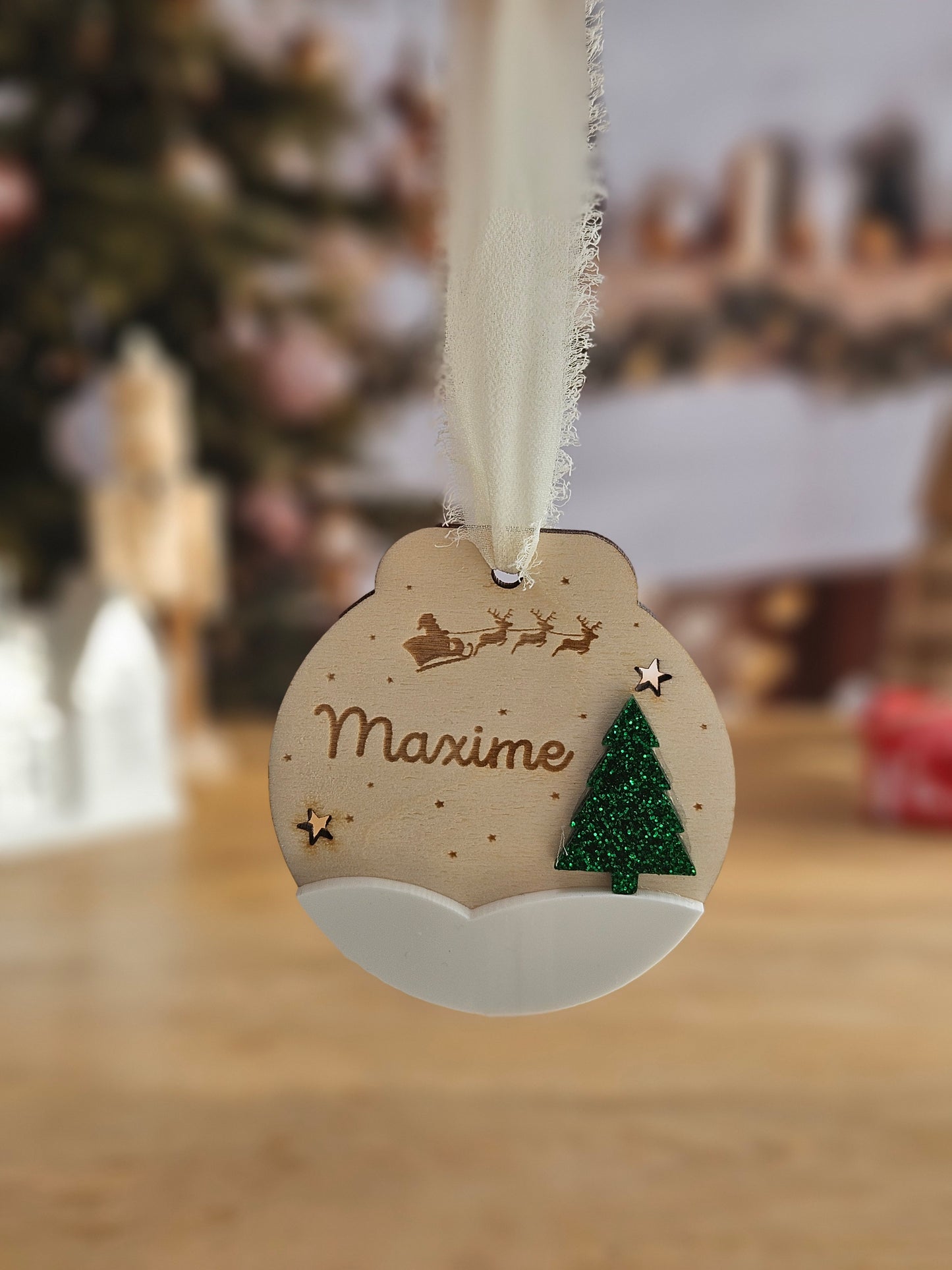 Boule de Noël personnalisée | Ronde neige et sapin