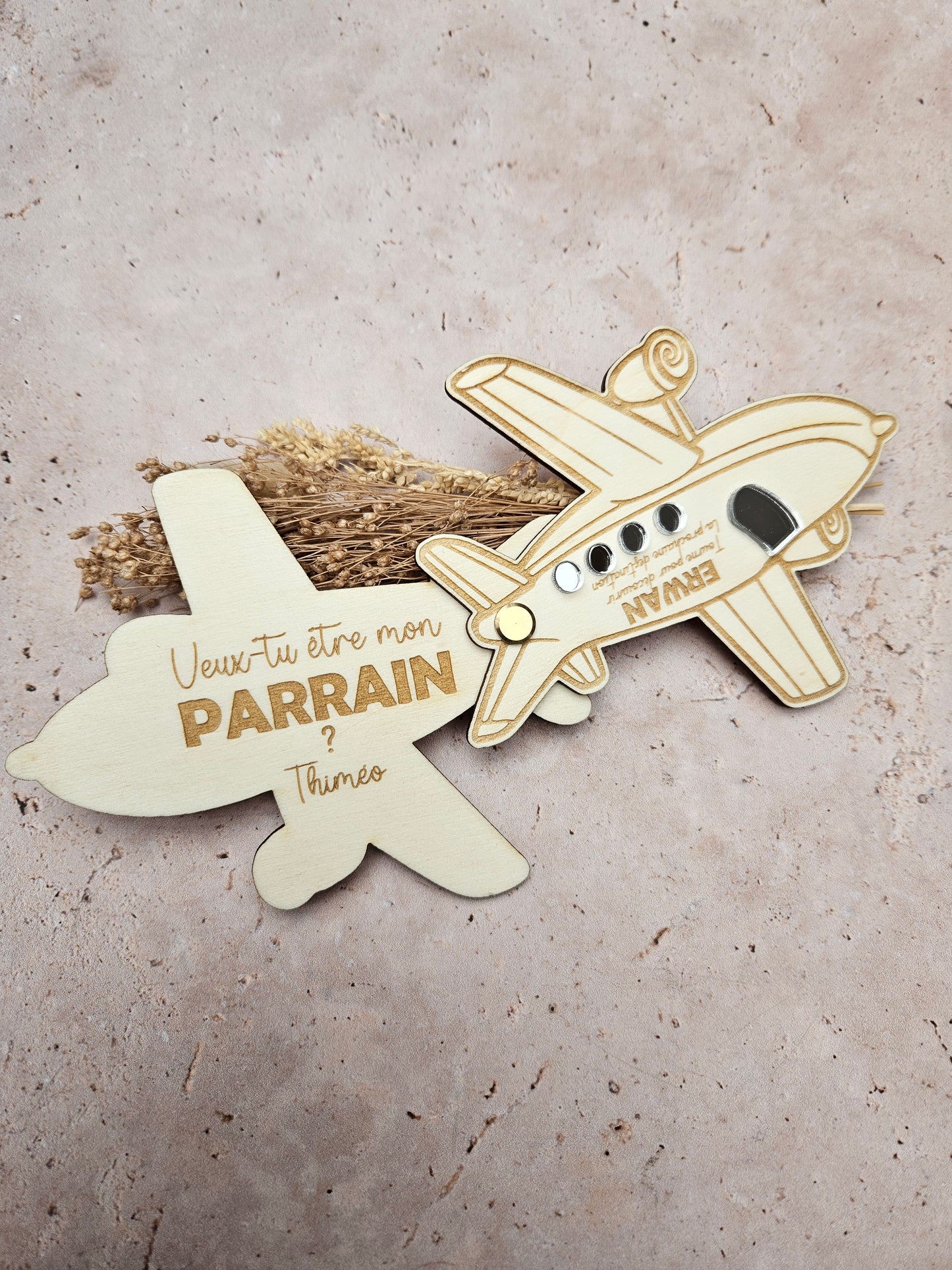 Demande surprise personnalisée -  Avion - demande parrain marraine annonce tonton témoin
