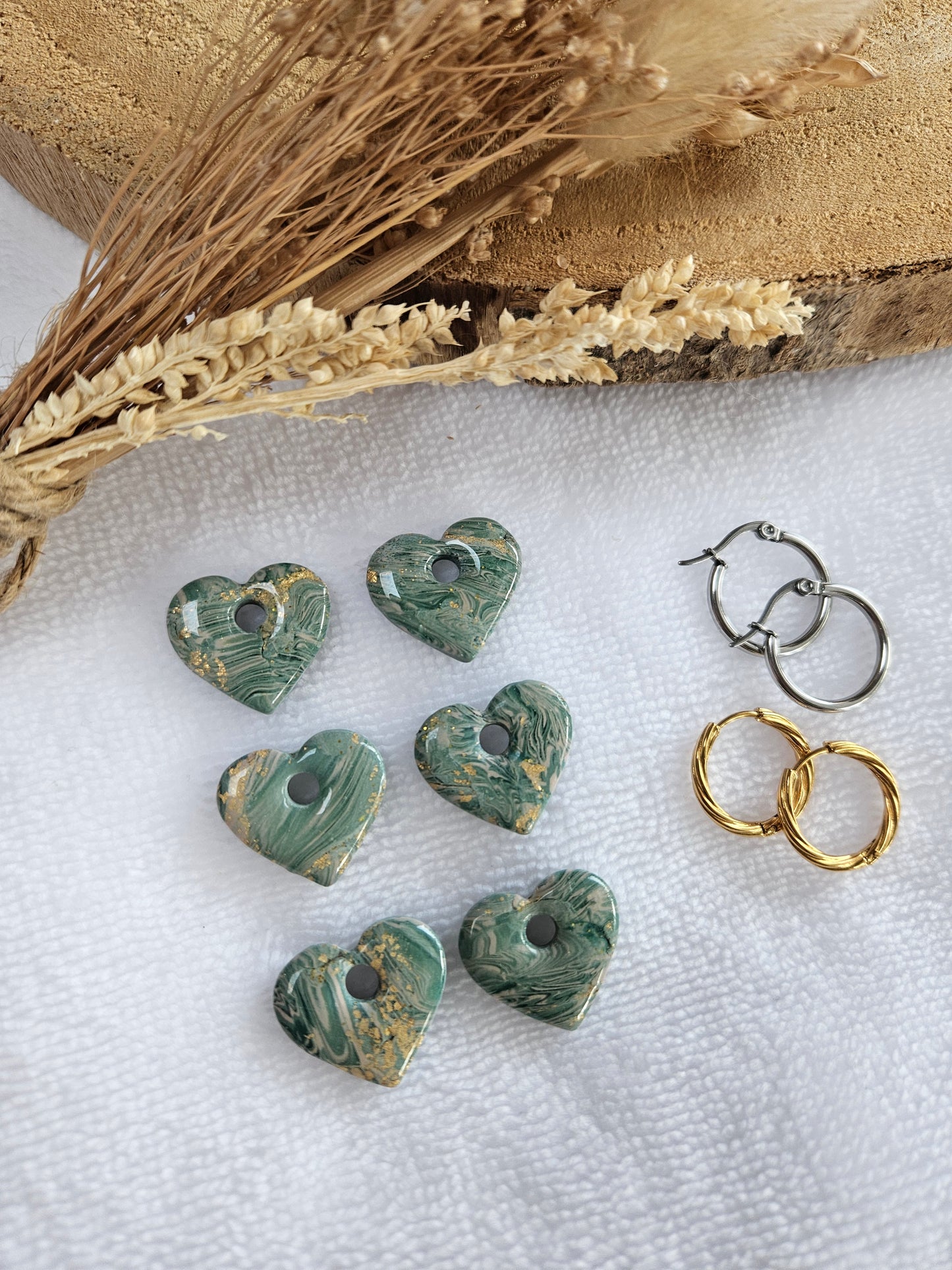 Pampilles interchangeables - Collection Noël "Let it Shine" - MARGOT - marbré vert et or