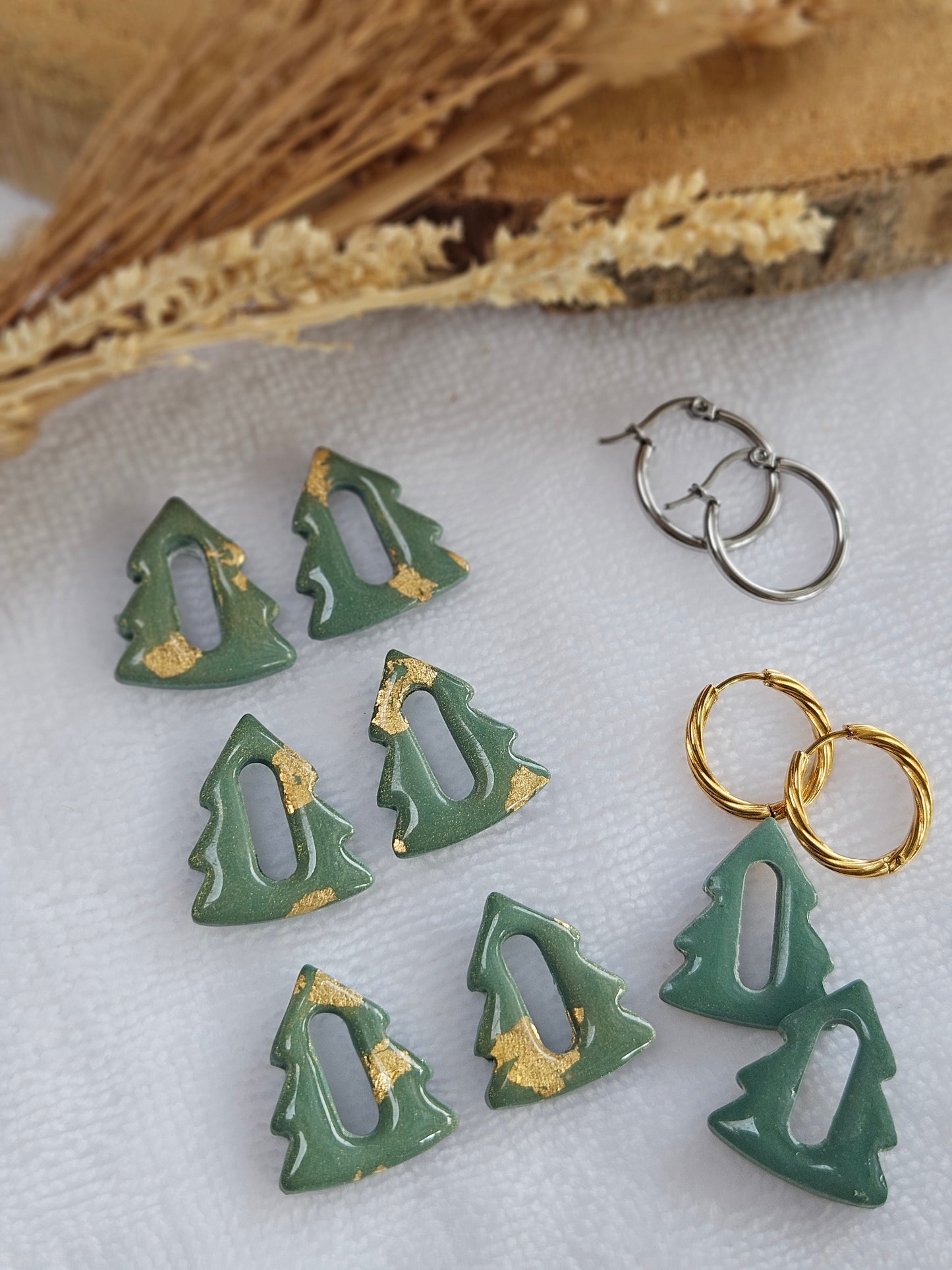 Pampilles interchangeables - Collection Noël "Let it Shine" - SAPIN - vert et or