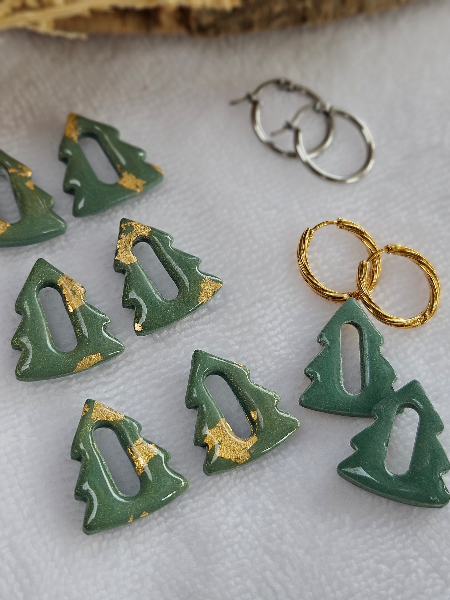 Pampilles interchangeables - Collection Noël "Let it Shine" - SAPIN - vert et or