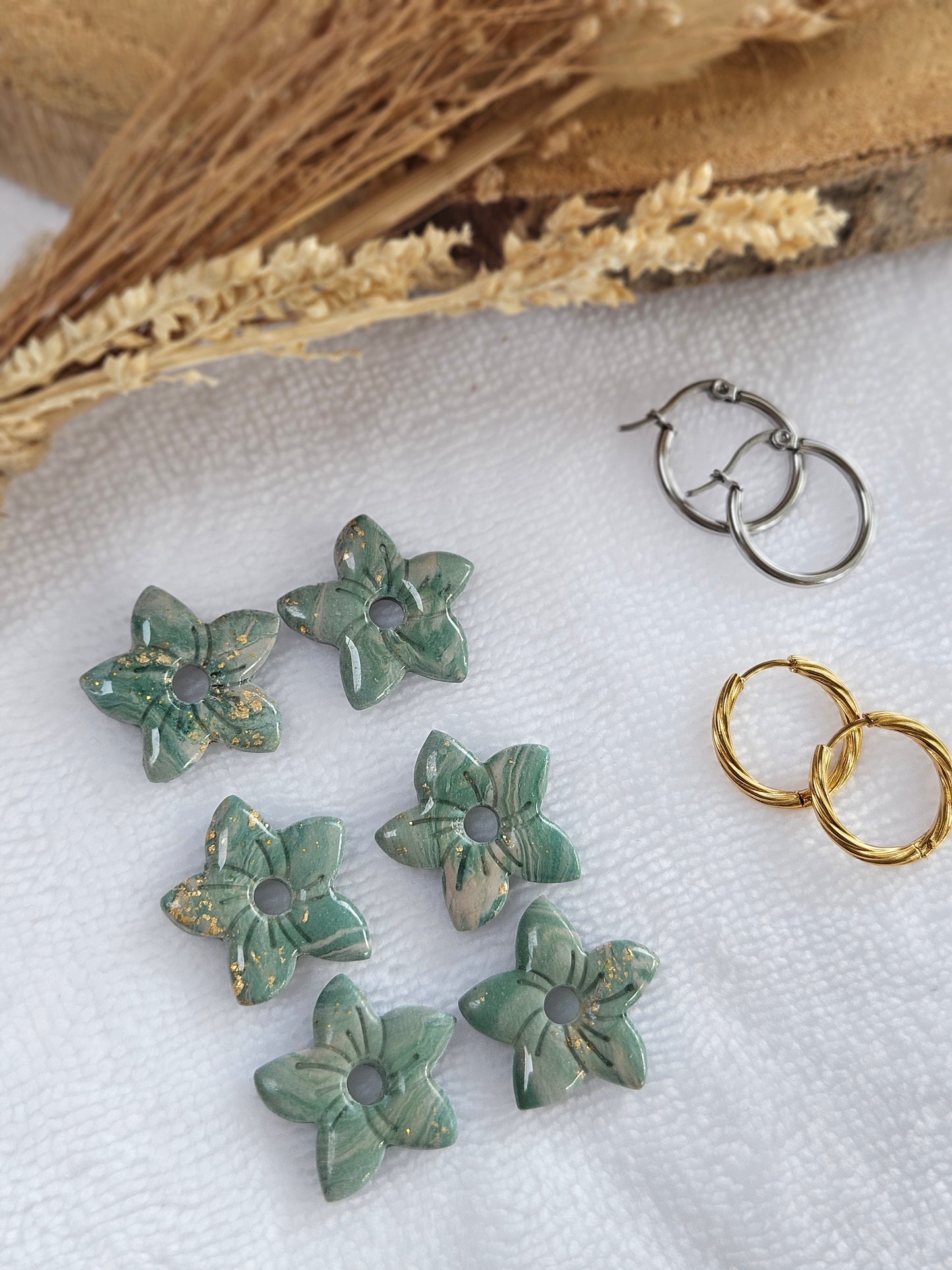 Pampilles interchangeables - Collection Noël "Let it Shine" - ANNIE- vert et or