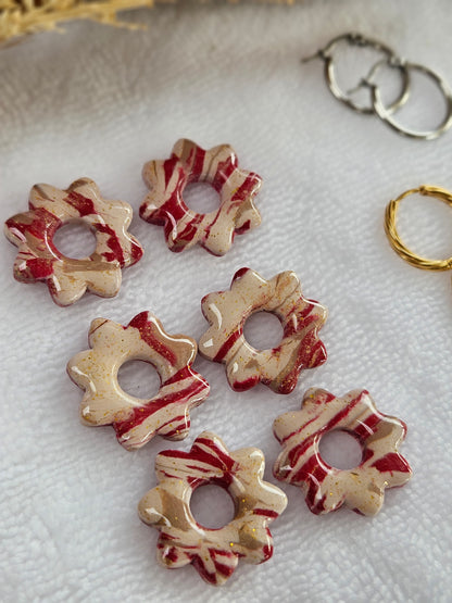 Pampilles interchangeables - Collection Noël "Let it Shine" - LISETTE - ROUGE ET IVOIRE MARBRÉ