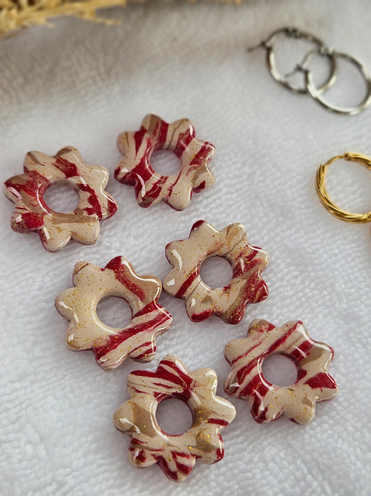 Pampilles interchangeables - Collection Noël "Let it Shine" - LISETTE - ROUGE ET IVOIRE MARBRÉ