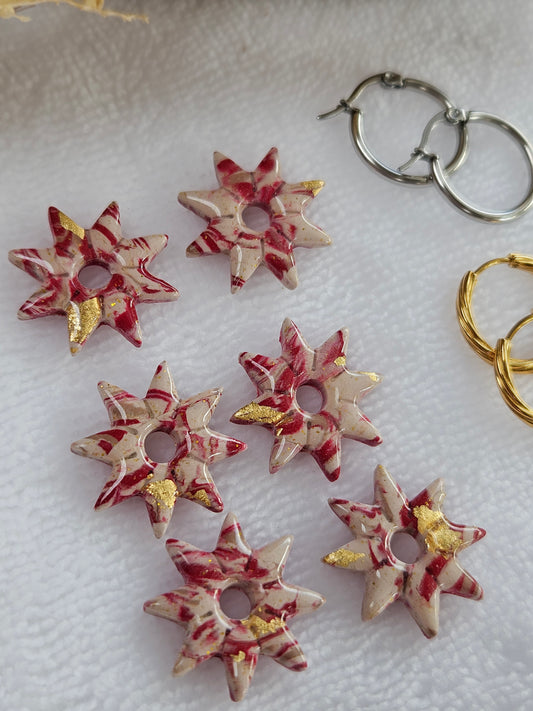 Pampilles interchangeables - Collection Noël "Let it Shine" - PAULA - ROUGE ET IVOIRE MARBRÉ