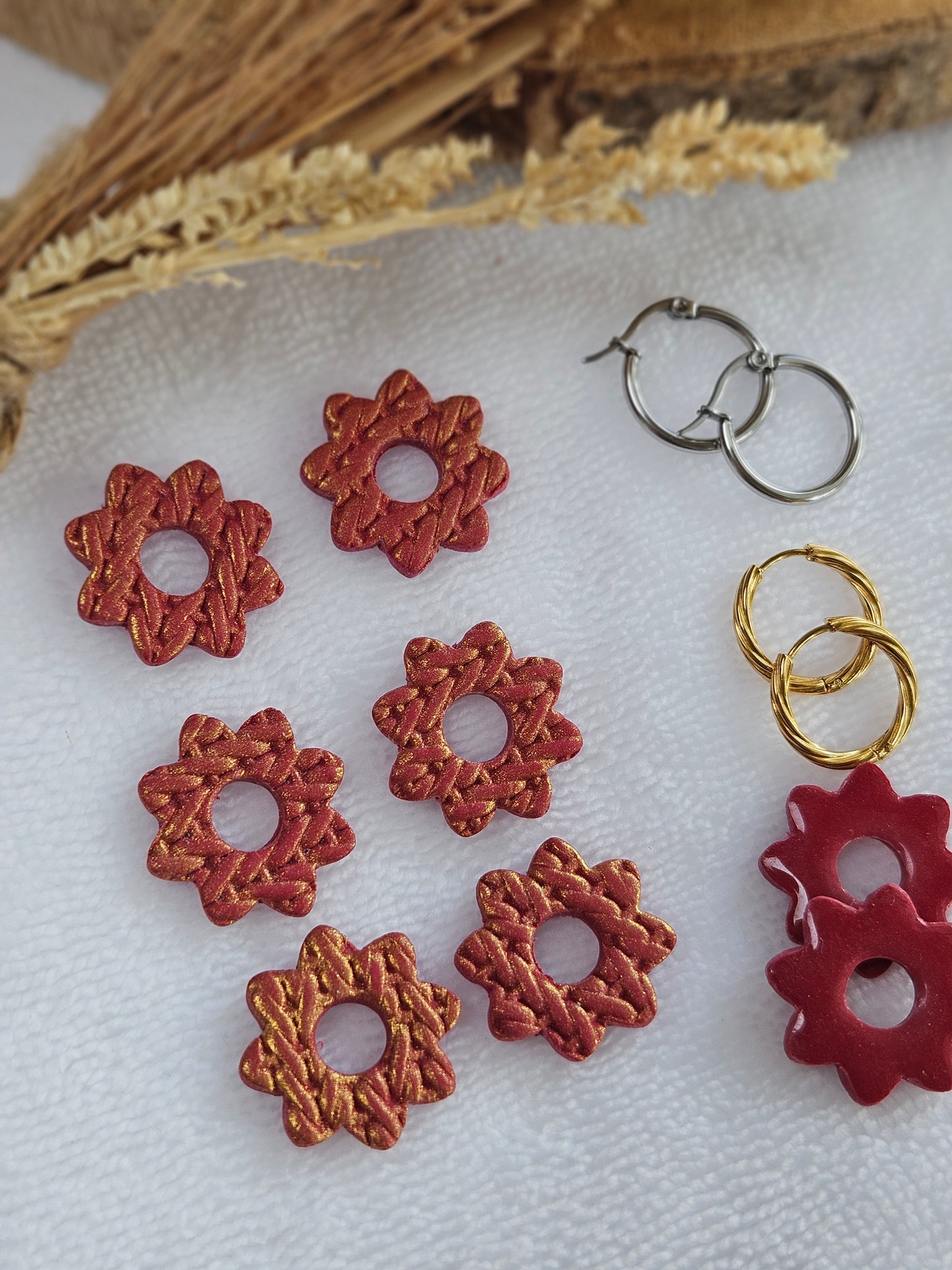 Pampilles interchangeables - Collection Noël "Let it Shine" - LISETTE - ROUGE NACRÉ OR EFFET PULL RÉVERSIBLES